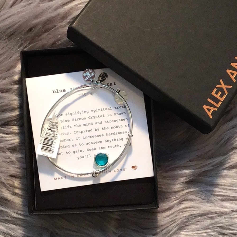 Blue Zircon crystal birthstone bracelet